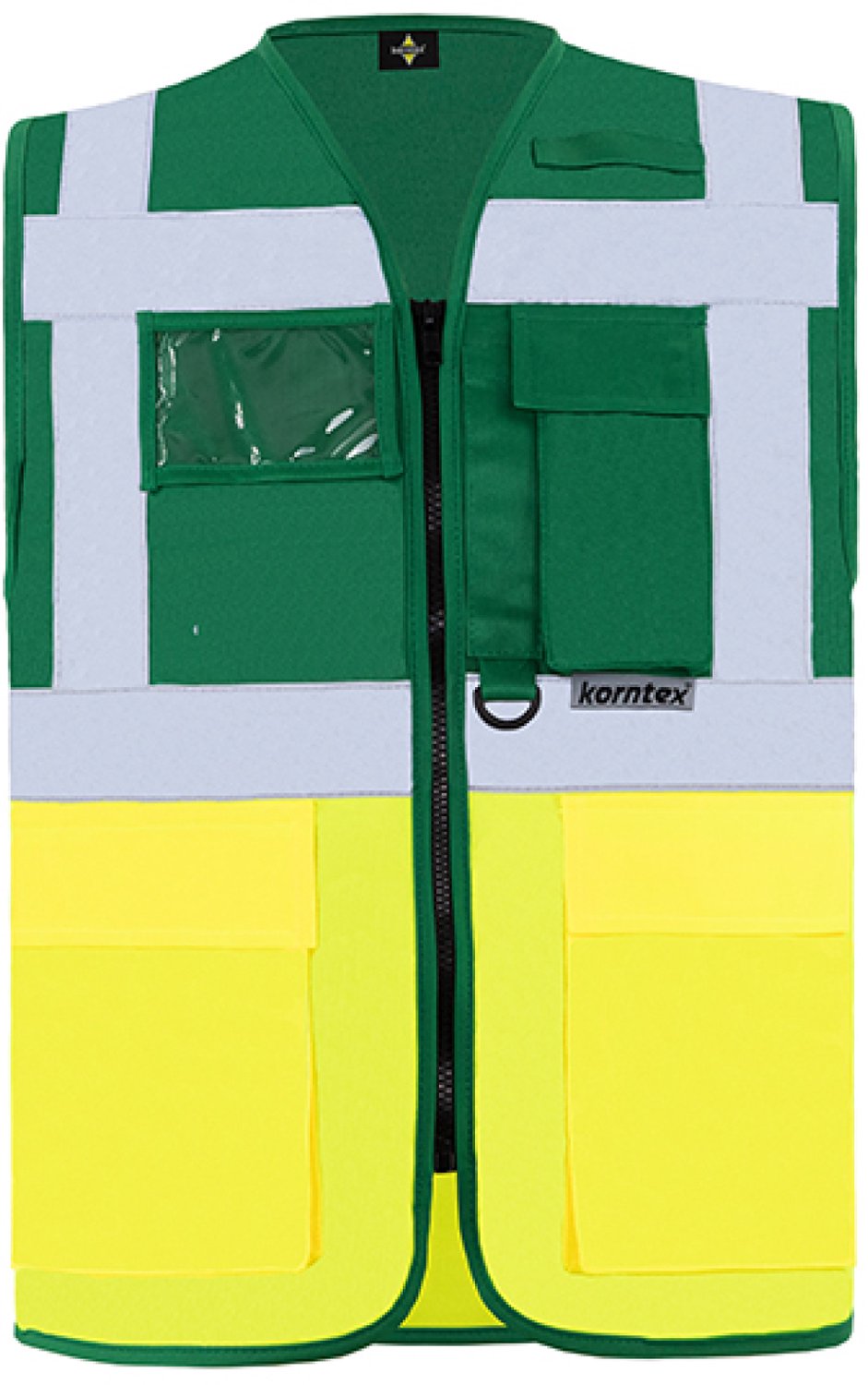 Korntex Executive Multifunctional Safety Vest Berlin KX802 - Paramedic Green/Signal Yellow - S