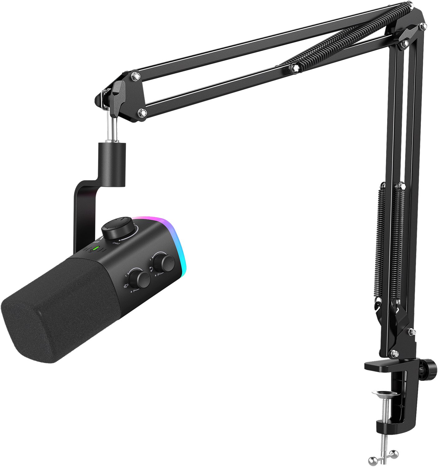 FIFINE AM9T - USB / XLR Studio microfoon - PC-Gaming Met Flexibele Arm ( 66cm! ) - Geschikt voor PC/PS4/PS5 - RGB - Podcast - Gaming - Streaming - Zwart