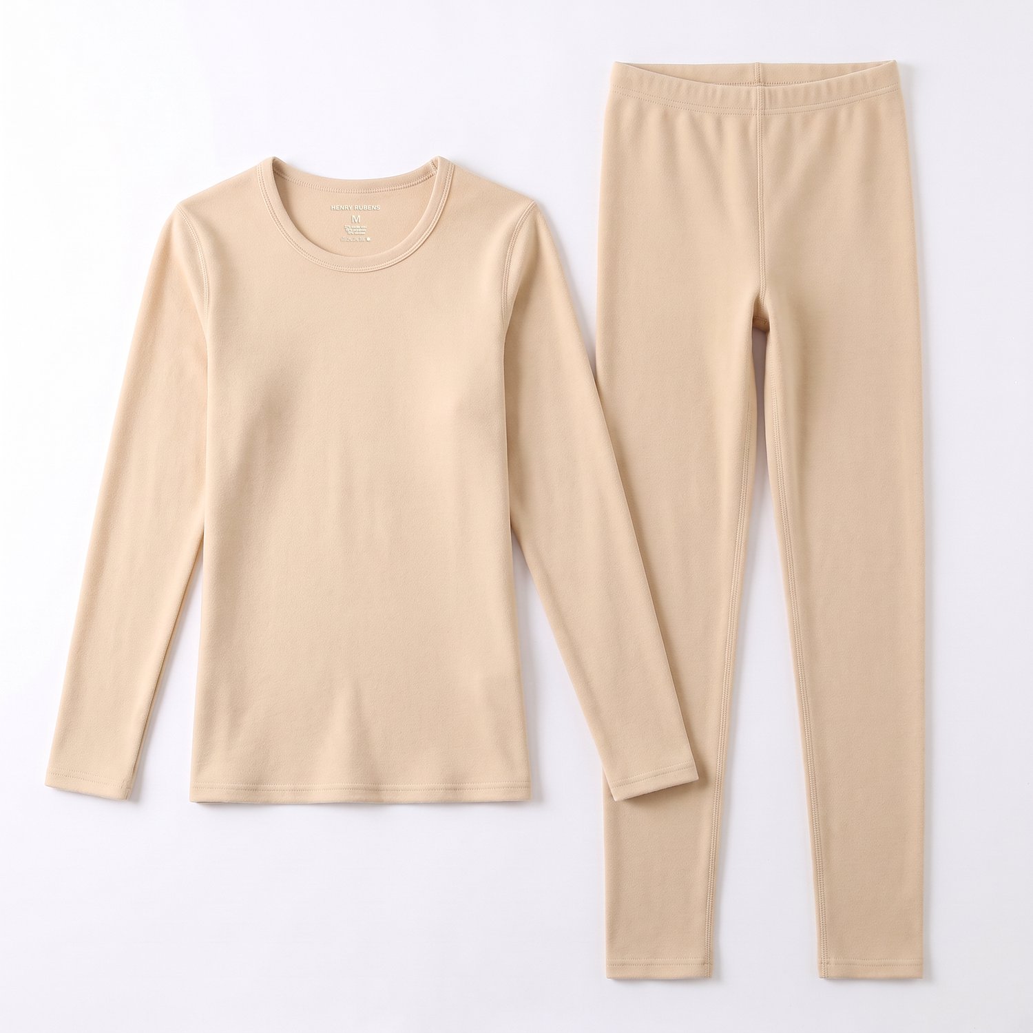 Henry Rubens - Thermo Ondergoed Dames Set - Merino Wol - Thermoshirt en Thermobroek - Beige - Maat XXL