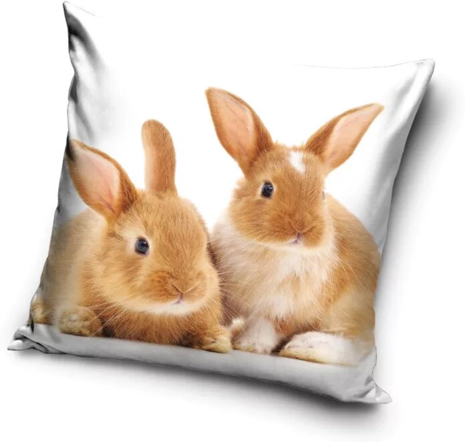 Konijnen sierkussen bruin 40 x 40 cm - polyester