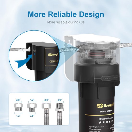 Waterfilter Systeem Onder De Wasbak - Tankloos - 12000 Liter Capaciteit - Polypropyleen - Zwart - Voor Keuken En Badkamer — afbeelding 4