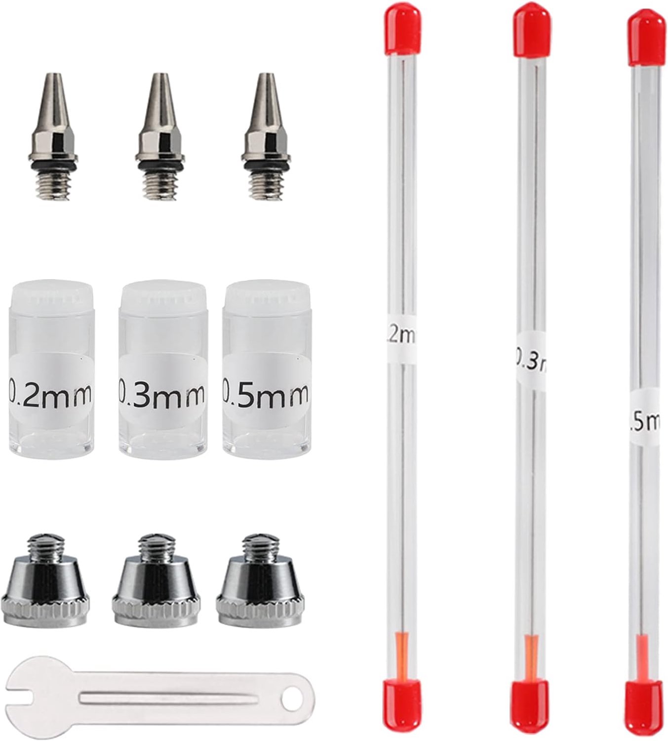 Airbrush nozzle naald set 0,2 mm 0,3 mm 0,5 mm - reserveonderdelen - voor spuitpistool - veelzijdige accessoires - m-winkel