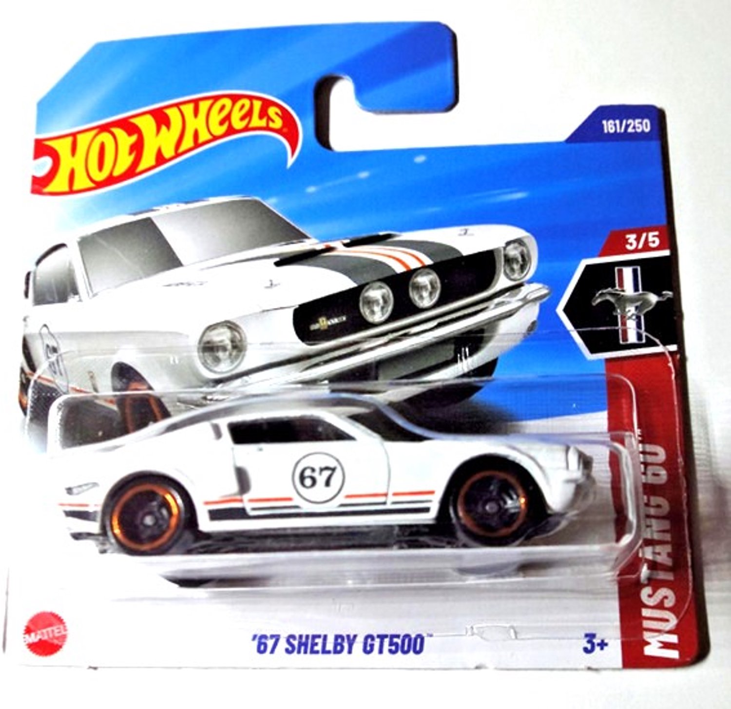 HOT WHEELS '67 SHELBY GT500 WHITE/ STRIPES 161/250 HW MUSTANG 60 3/5 SHORT CART 2025