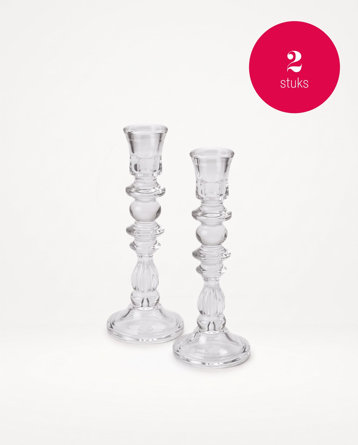 vtwonen Kandelaars - Glas - Transparant - Set van 2 - 10 x 26 cm Niet van toepassing