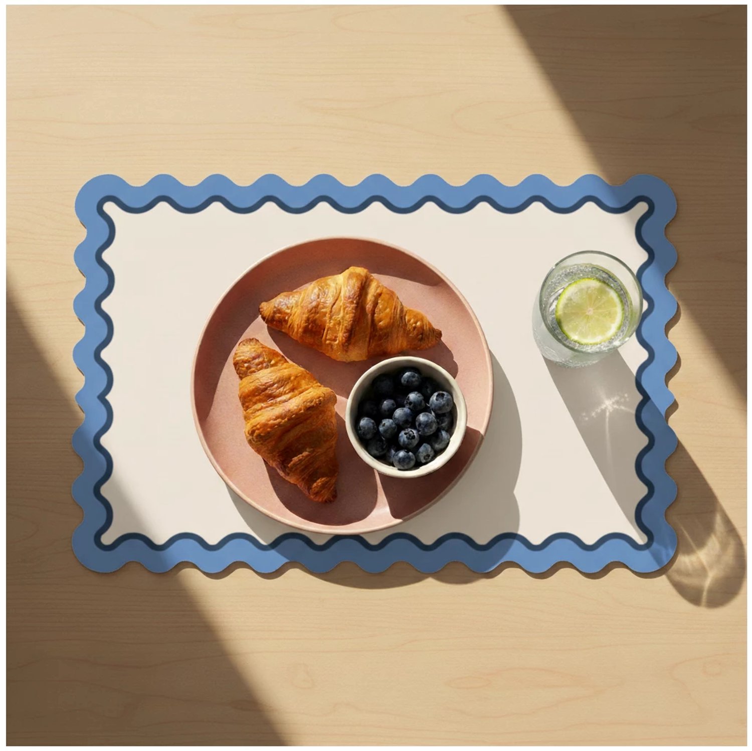 Vacavaliente Waves placemat rechthoekig 40x30cm lichen blue