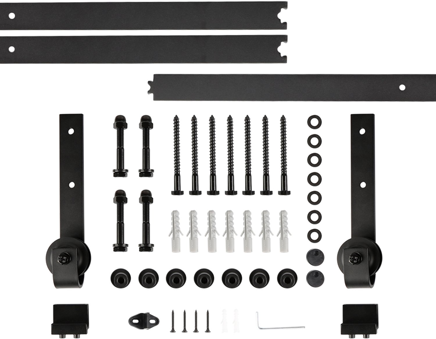 PIPIPOXER Schuifdeursysteem - Schuifdeur railsysteem - complete set met hangrollen - 244 cm rail - Zwart