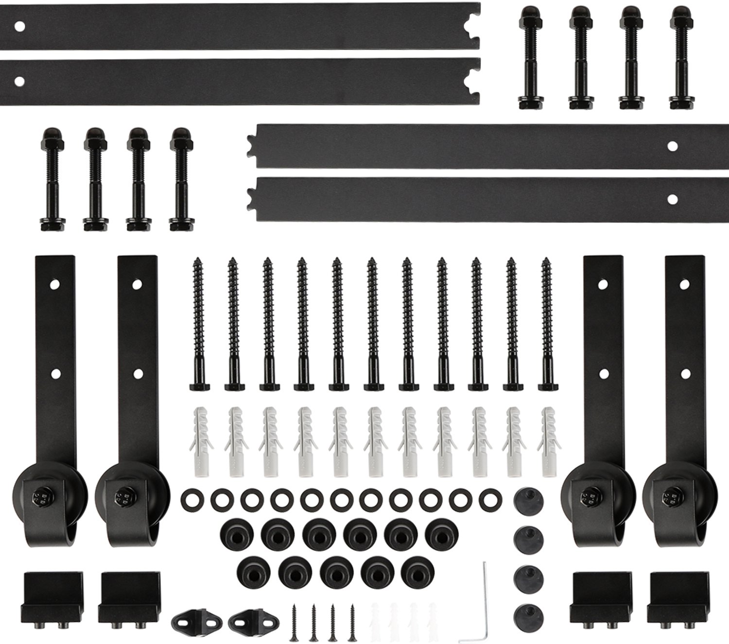 PIPIPOXER Schuifdeursysteem - Schuifdeur railsysteem - complete set met hangrollen - 366 cm rail - Model met dubbele deur - Zwart