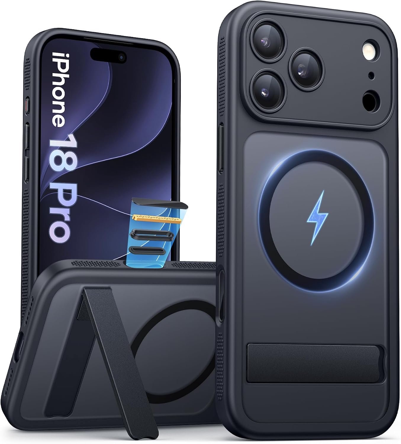 Zandarix Hoesje Geschikt voor Apple iPhone 18 Pro - Draadloos Opladen - Camerabedieningsknop - Volledige Camerabescherming - Geschikt voor Mag - Doorschijnend - Back Cover Hoesje - Zwart