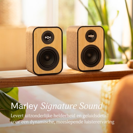 House of Marley Uplift Bluetooth Boekenplank Speakers - Hifi speakers - Stereo Set - Home Audio - Gemaakt van Duurzame Materialen - 16 Watt - Zwart — afbeelding 3