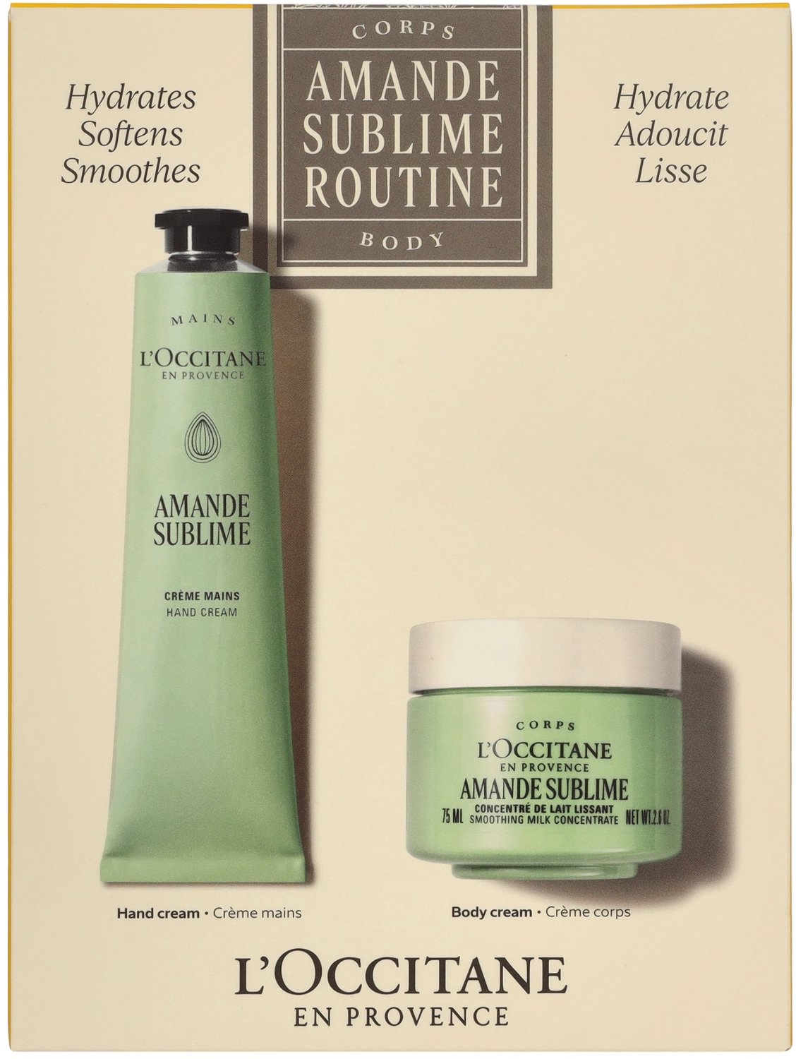 LOccitane Amande Almond Body Routine Kit 150 ml - Milk Concentrate75ml/Hand Cream75ml