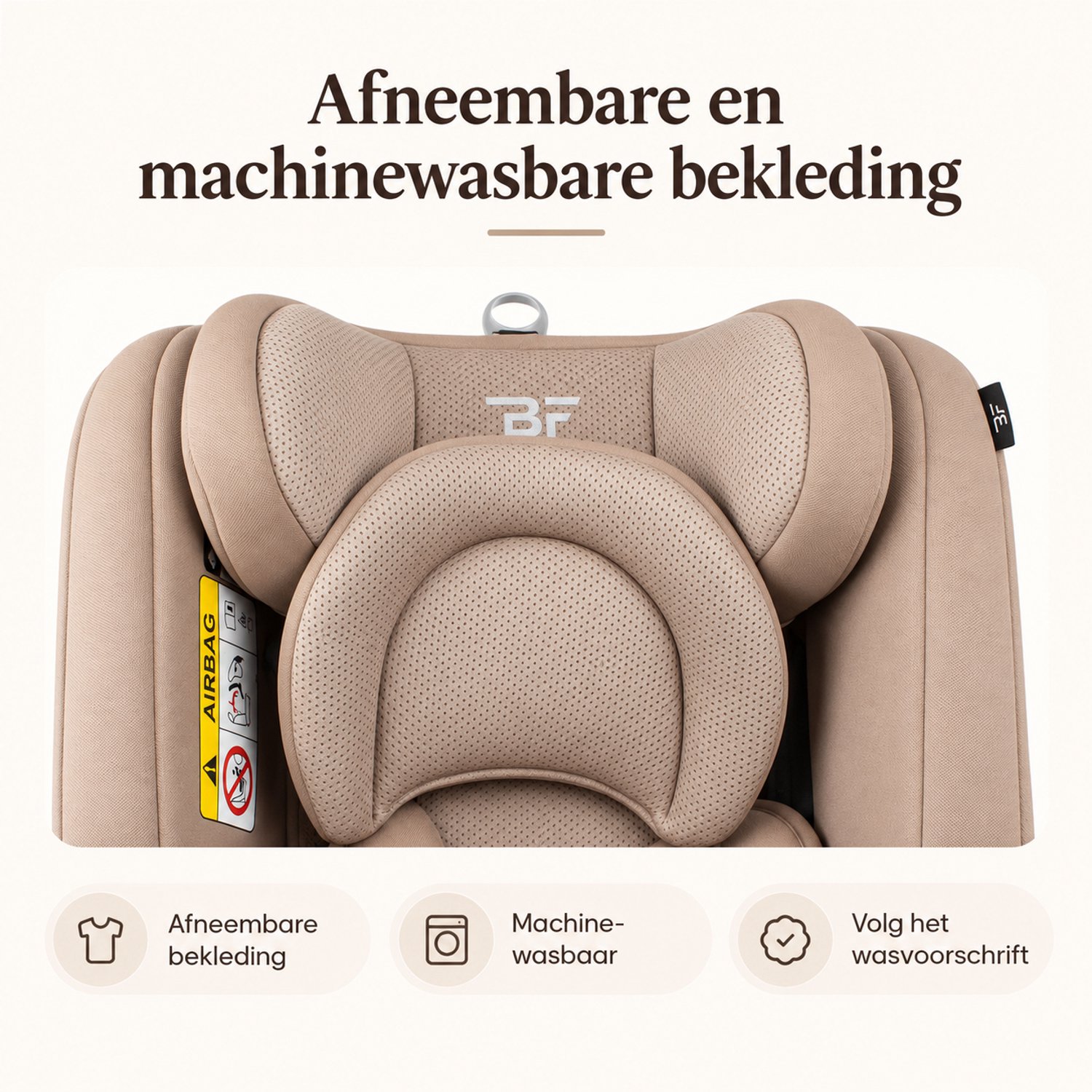 Bebies First Autostoel Kiddo I-Size 360° Draaibaar & Isofix Groep 0/1/2/3 (40-150 cm) - Beige thumbnail 3