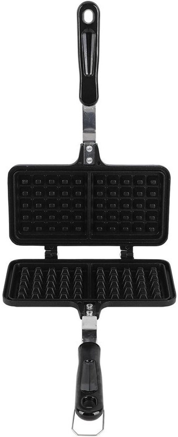 Wafelijzer Kookplaat - Dubbele Wafelpan - Ontbijt bereiden - Dubbele kop - 34x22x4 cm - Grijs