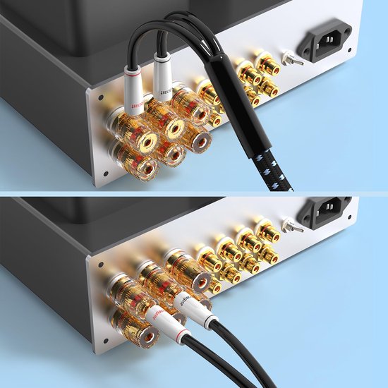 1 paar high-end luidsprekerkabels OFC, verzilverd met banaanstekker, hifi-luidsprekerkabel voor thuisbioscoop, versterker, luidspreker, hifi-systeem (2 m) — afbeelding 3