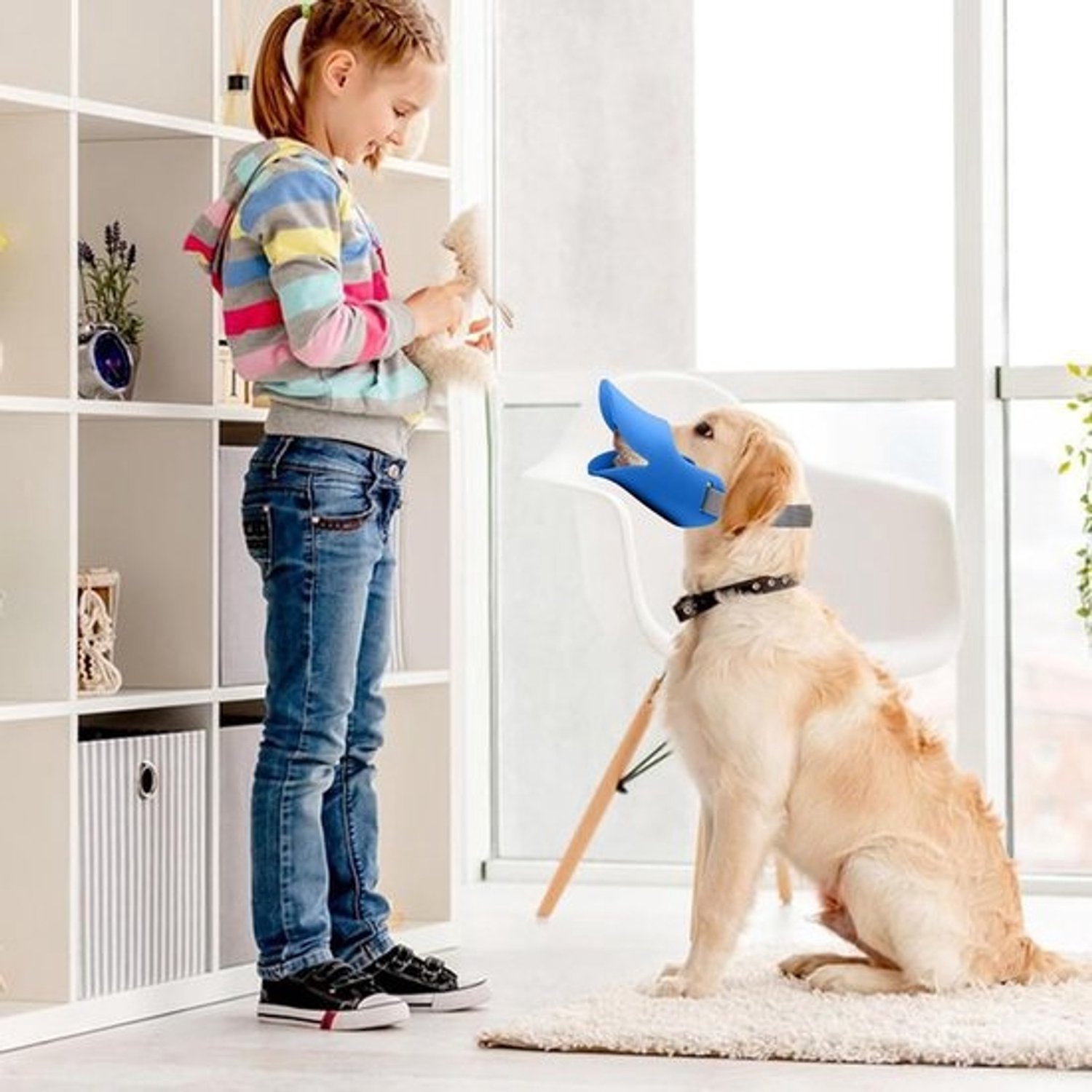Hondenmuilkorf eendenbek - Mondbescherming voor hond - Ongewenst gedrag beperken - Ventilatiesleuven - Maat L - Blauw