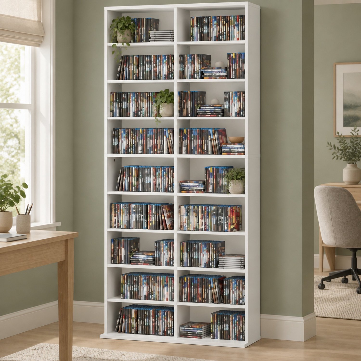 CHICFURN CD/DVD-opbergsysteem - verstelbare planken - open kast - wit