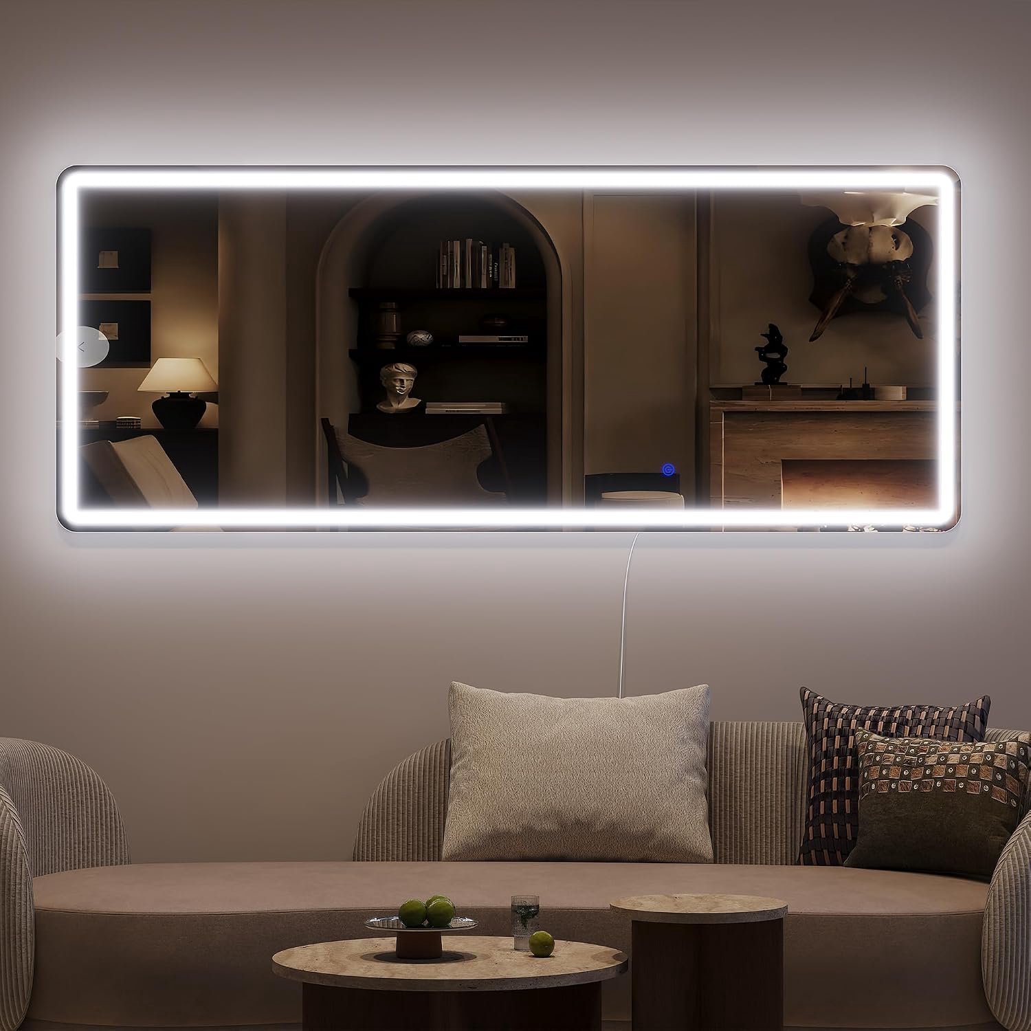 Luxe LED Passpiegel 178 x 65 cm – Grote Staande Spiegel met Verlichting, Dimbaar, 3 Lichtkleuren, Volledige Lichaamsspiegel, Vrijstaande Vloerspiegel met Standaard, Wandspiegel