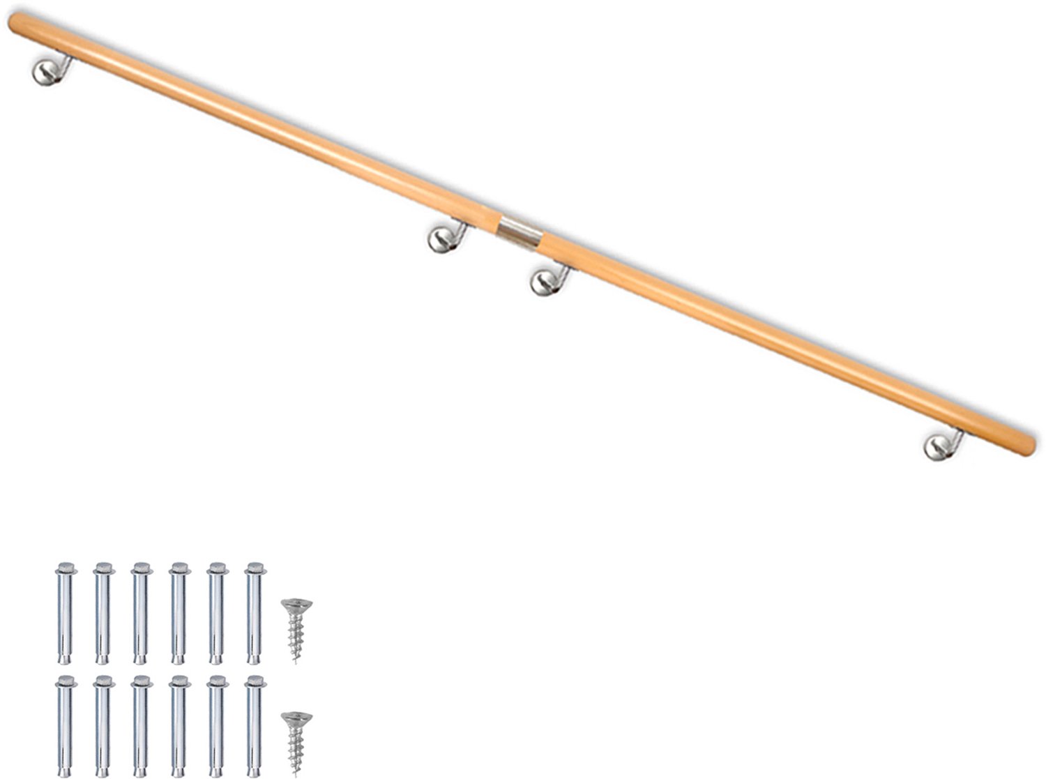 Beukenhouten trapleuning – Trapleuning / Wandleuning – Zijmontage – Lengte naar keuze: 50 – 500 cm