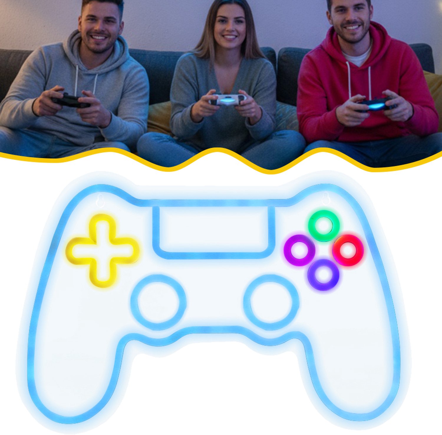 Neonreclame - Led-Decoratie Voor De Gameroom - Led-Gaminglamp - Neonbord In De Vorm Van Een Gamepad Voor Gamers