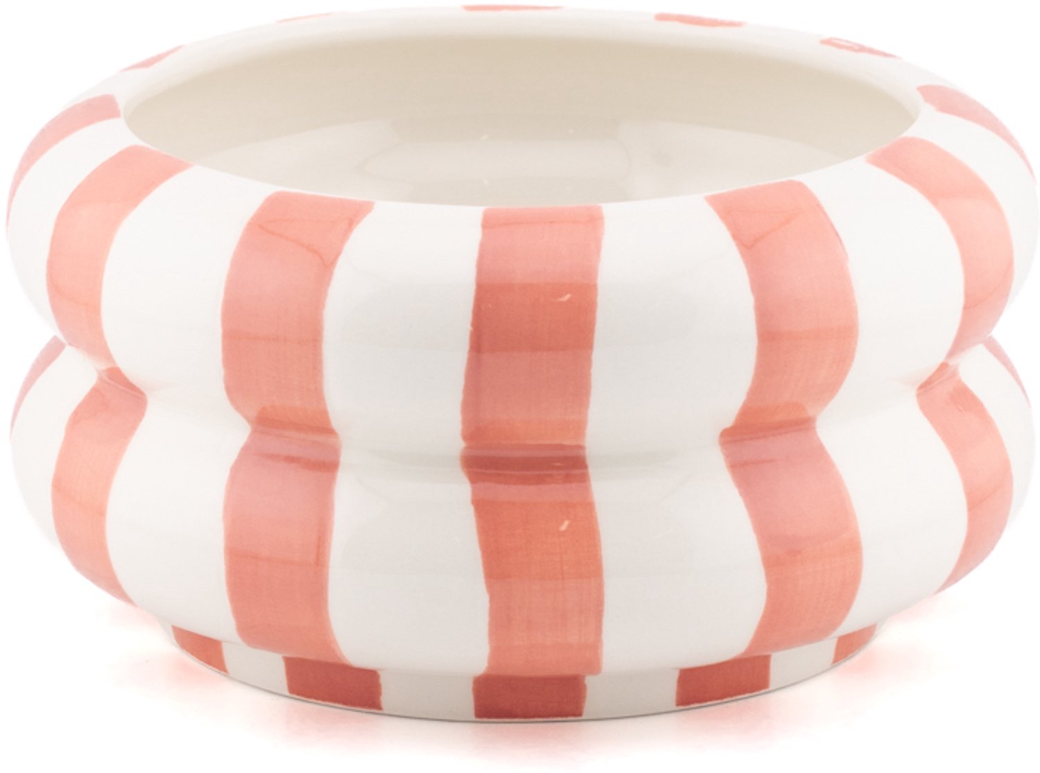 Aardewerk schaal Striped peach