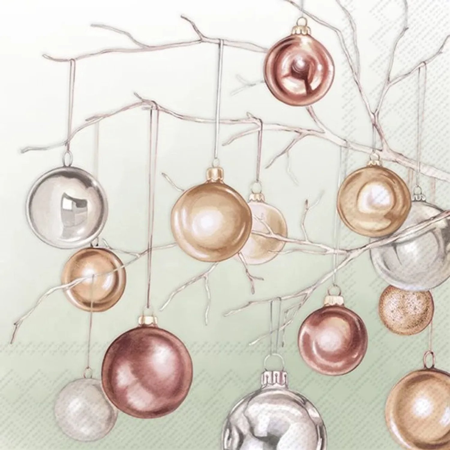Servetten "COPPER BAUBLES green" 33x33 cm