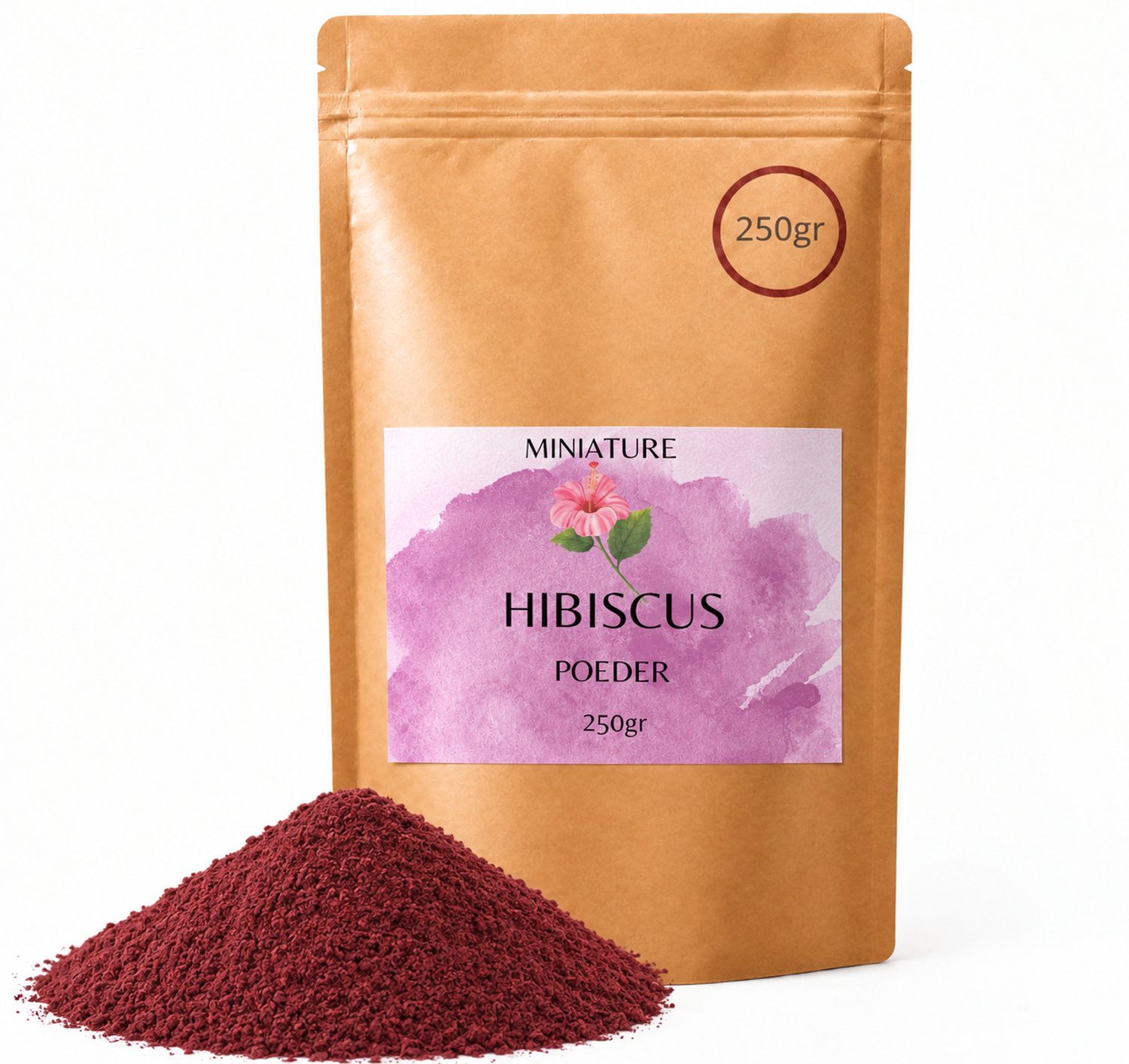 Hibiscus Poeder 250gr - Puur, Fijngemalen van Hibiscus bladeren - Roselle Powder - Foodgrade