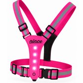Nince Hardloop Verlichting - LED Hardloopvest USB Oplaadbaar - Reflecterend Veiligheidsvest One Size - Roze
