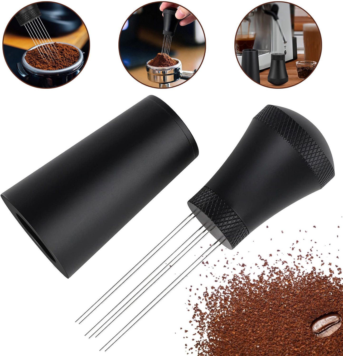 Espresso-Distributietool - WDT-Tool - Espresso-Roerstaafje Met 7 Naalden - Roestvrijstalen Koffiedistributeur Voor Barista's
