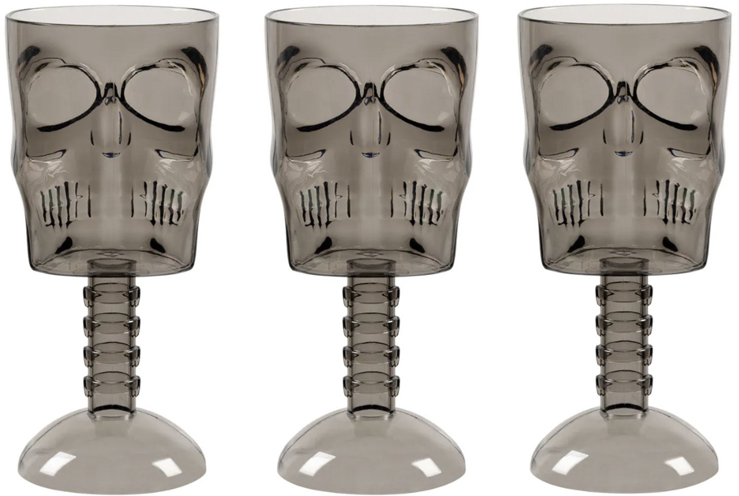 Halloween schedel drinkglazen / wijnglazen kunststof – set van 3 stuks