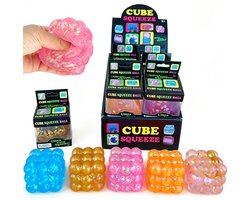 Sugar Squishy Bubbel Kubus met Glitter – Fidget Toy – Stressbal – 1 stuk