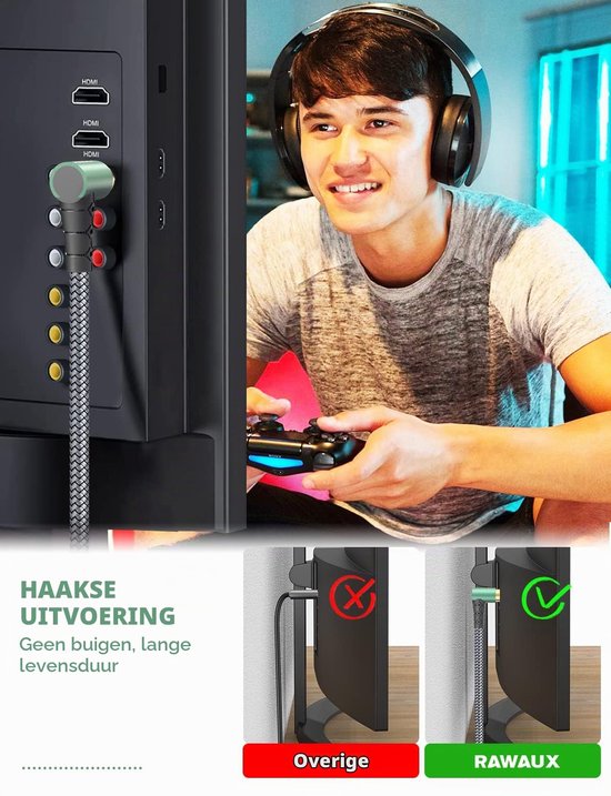 90 Graad Gehoekte Cinch Audio Kabel - 1M Chinch naar Chinch Stereo Audiokabel, Rechthoekige Subwoofer Kabel voor Versterkers, Luidsprekers, Soundbar, Thuisbioscoop en HiFi Systemen — afbeelding 2