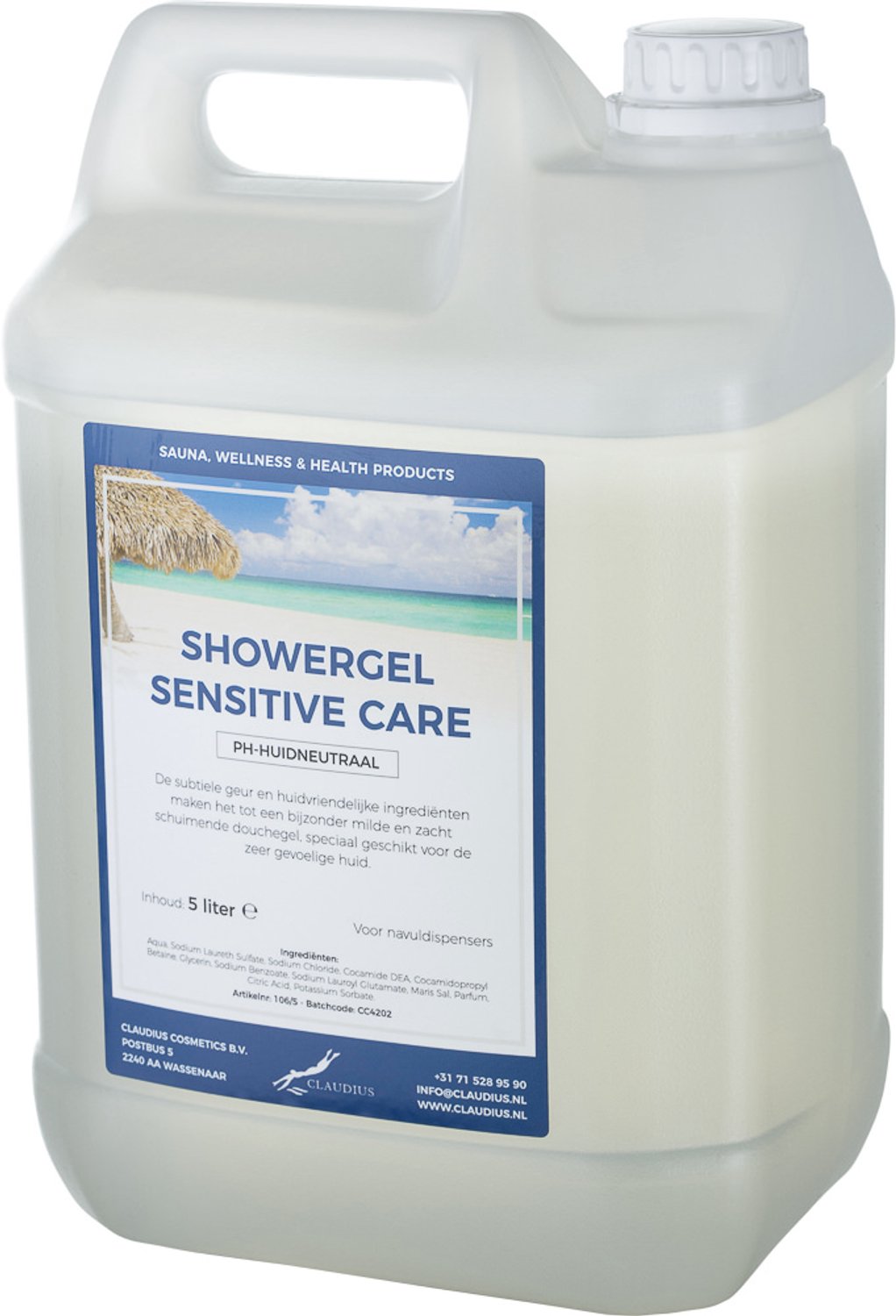 Claudius Douchegel Sensitive Care 5 liter - showergel - navulling - voordeelverpakking