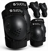 Suotu Skate Beschermset Kinderen - Skate bescherming - Skeeler Beschermset - Zwart- X02 - S