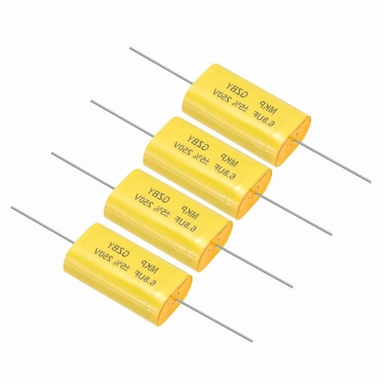 Condensator voor audio-crossover - MKP-film - Signaal filteren - Niet-gepolariseerd - 68 uF 250 V - Geel