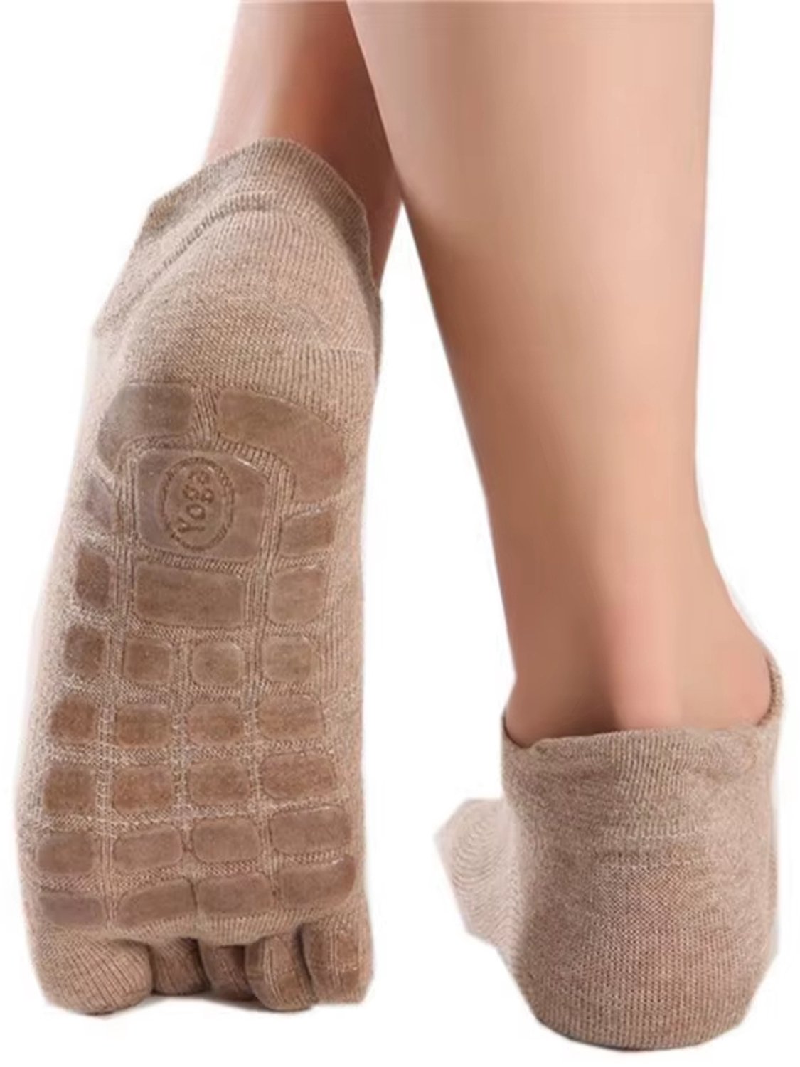 Nieuwe Winter Dikke Vijfvinger Sokken voor Mannen Warme Antislip Fitness Toesokken Lage Kuit Slippers voor Binnen Comfortabele Huissokken Sport Sokken Vijfvingersokken Beige