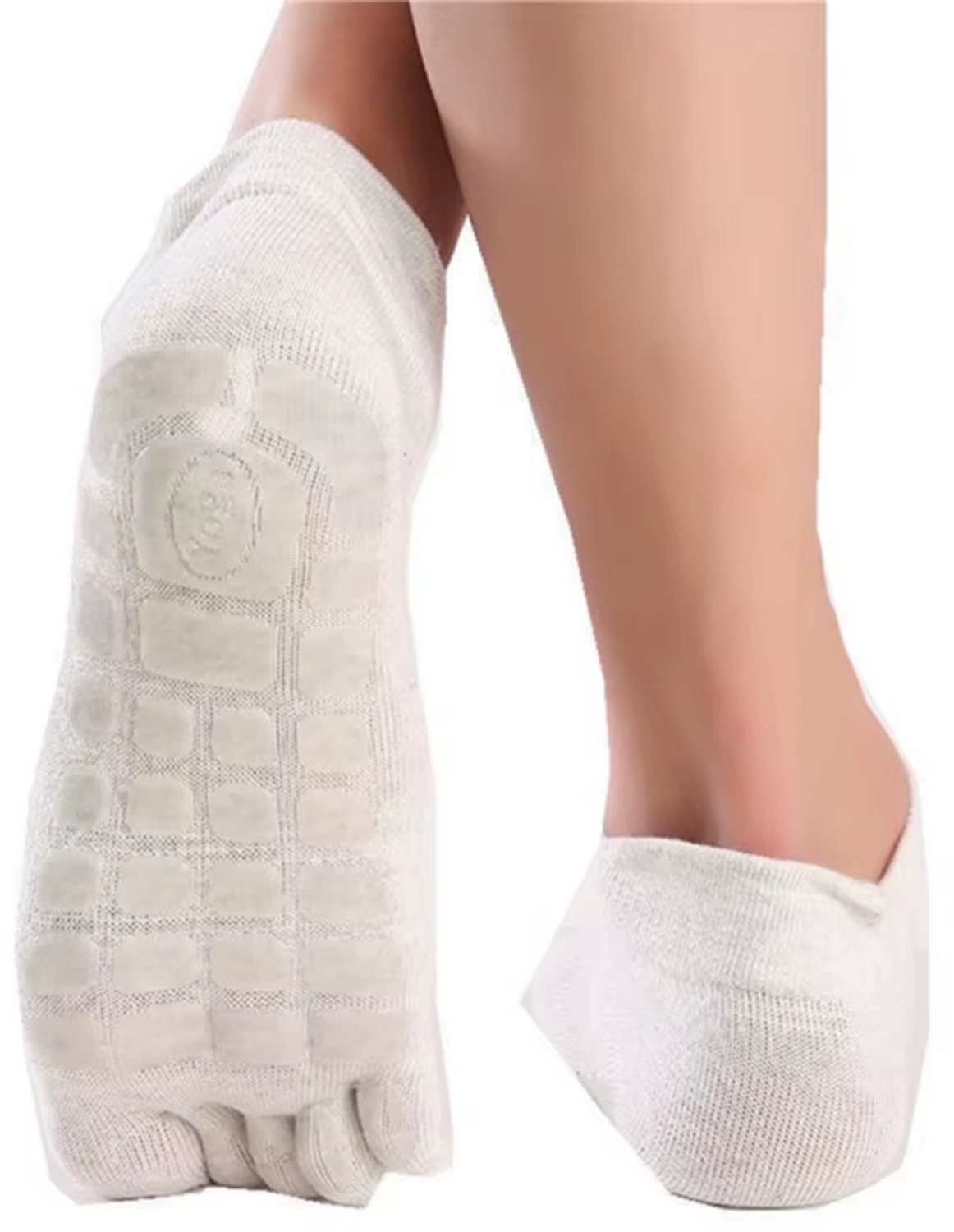 Nieuwe Winter Dikke Vijfvinger Sokken voor Mannen Warme Antislip Fitness Toesokken Lage Kuit Slippers voor Binnen Comfortabele Huissokken Sport Sokken Vijfvingersokken Wit