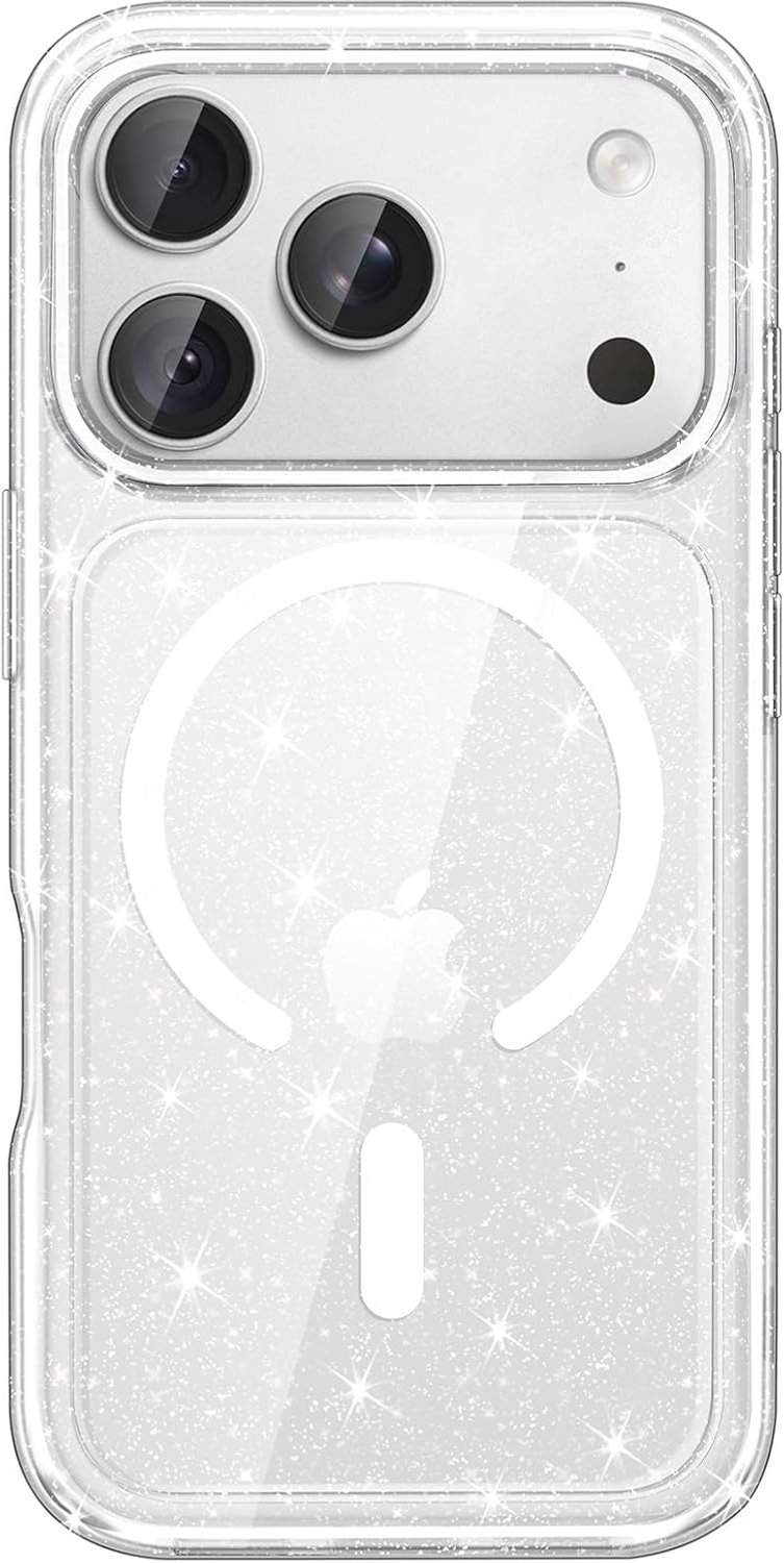 Zandarix Hoesje Geschikt voor Apple iPhone 18 Pro - Geschikt voor Mag - Glinster Glitter Bling Ontwerp - Schokbestendig Bescherming - Back Cover Hoesje - Transparant