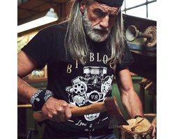Rockabilly V8-motor T-shirt heren - Katoen, zware kwaliteit