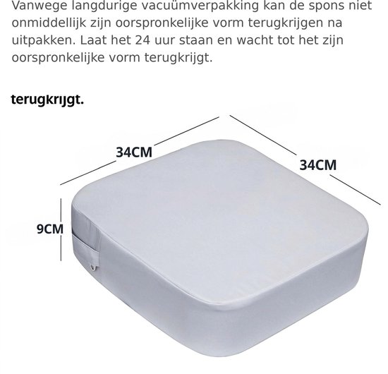 Zitverhoger voor Kinderen op Eetkamerstoel - 34x34x9 cm Lichtgrijs met Veiligheidsgordels en Wasbare Hoes - Antislip en Waterdicht — afbeelding 4