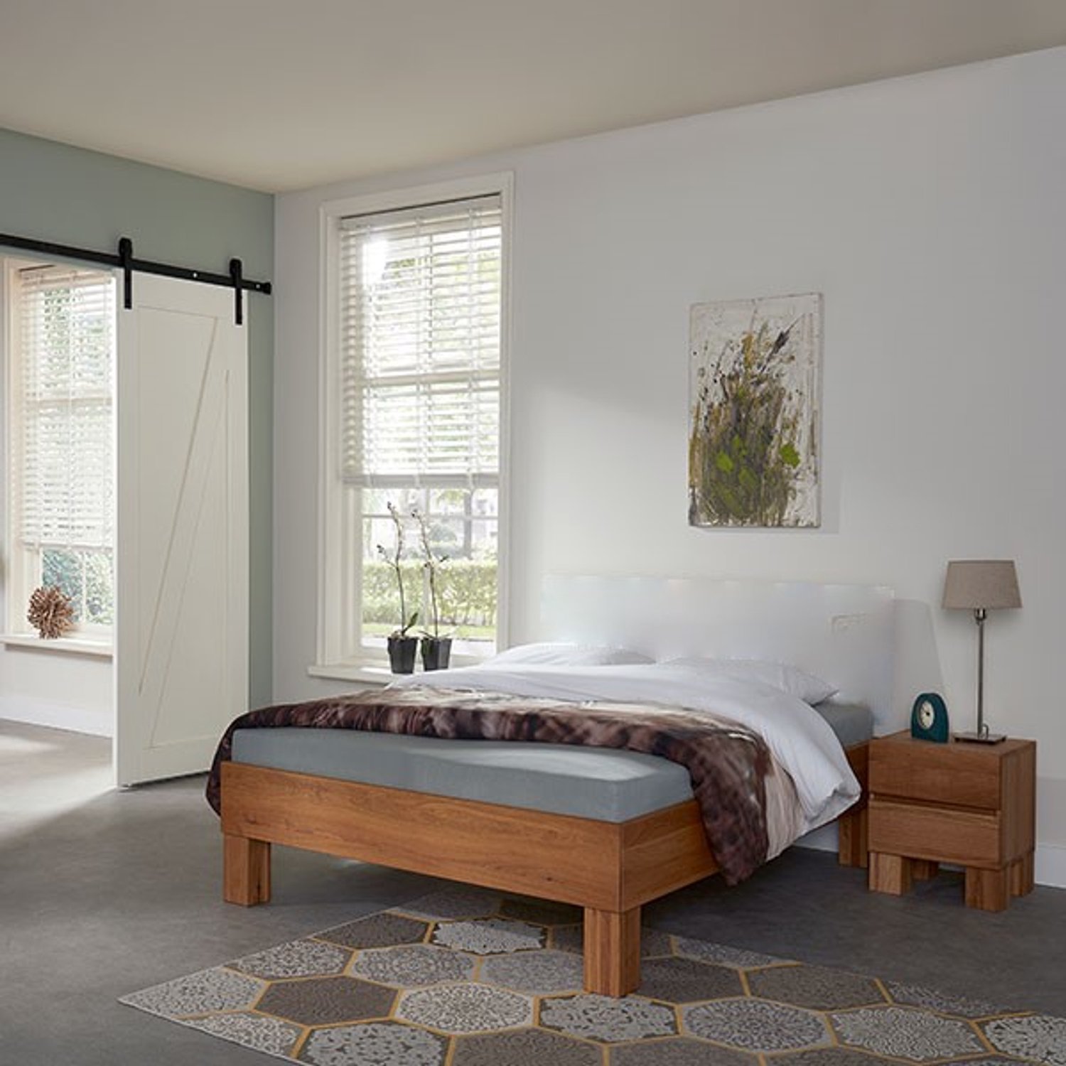 Bed Box Wonen Massief eiken houten bed Sliven Premium 180x210 cm Natuur geolied