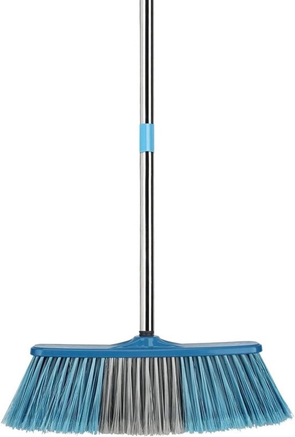 Tuinbezem - Buitenbezem - Terras en tuin vegen - Stijve varkensharen borstels - 32 cm breed - Blauw