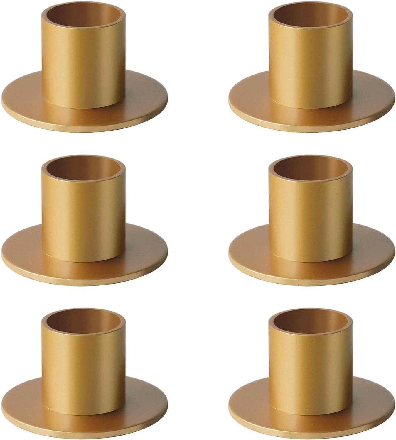 Kandelaar - 6-delige Set Metalen Kandelaars - Elegant Design voor Eettafel Bruiloft en Feest - Formaat 5 x 2.7 cm - Goudkleurig - 6 Stuks
