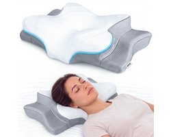 Oreiller Maqi Living® en mousse à mémoire de forme pour douleurs cervicales - kussen orthopédique et ergonomique - Convient aux personnes dormant sur le dos, sur le côté et sur le ventre - Mousse à mémoire de forme - Wit