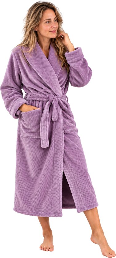 Badjas dames LingaDore - fleece - 4 kleuren-paars-s/m