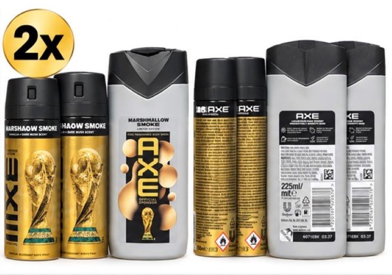 AXE - SET - Marshmallow Smoke - 2x 150 ml Deo Spray & 2x Douchegel 225 ml - Fine Fragrance Collection - Marshmallow Smoke FIFA Limited Edition