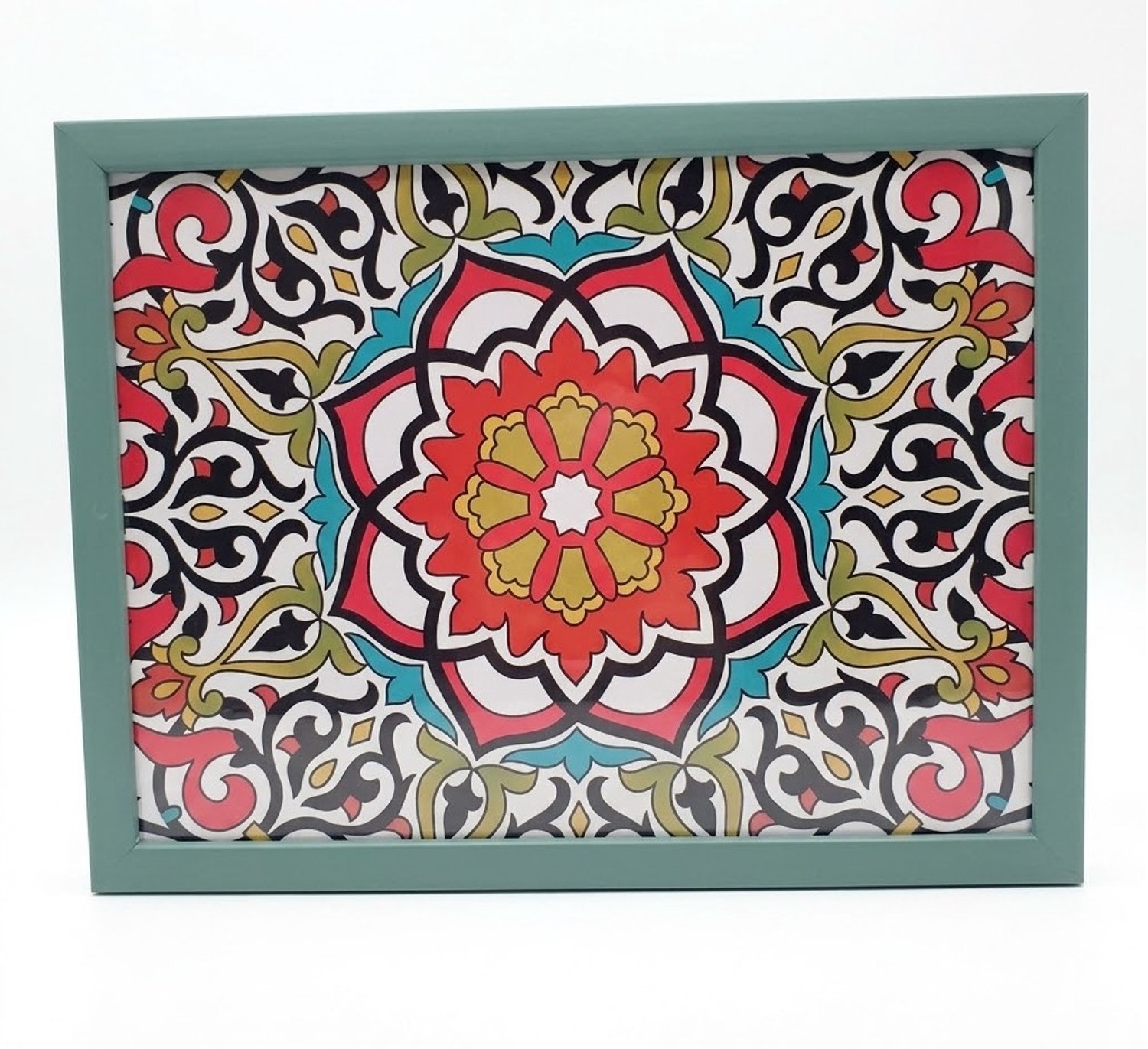 Cosy Creations- Laptray - Schoottafel - Schootkussen - Laptoptafel - Dienblad met kussen - Mandala aqua 44 x 33 x 6.5 cm