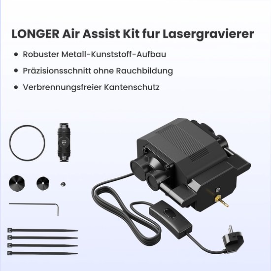 Laser Accessoire Air Assist Kit - 5W Vermogen - Aluminium Materiaal - Zwart Kleur - Voor Lasergraveermachine — afbeelding 2