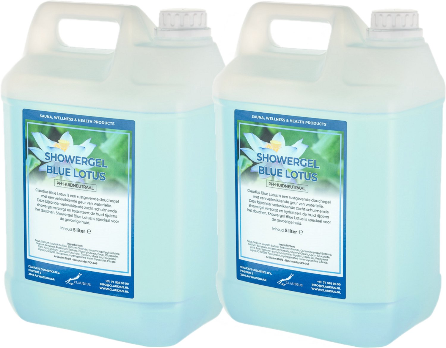 Claudius Douchegel Blue Lotus 5 liter - set van 2 stuks - showergel - navulling - voordeelverpakking