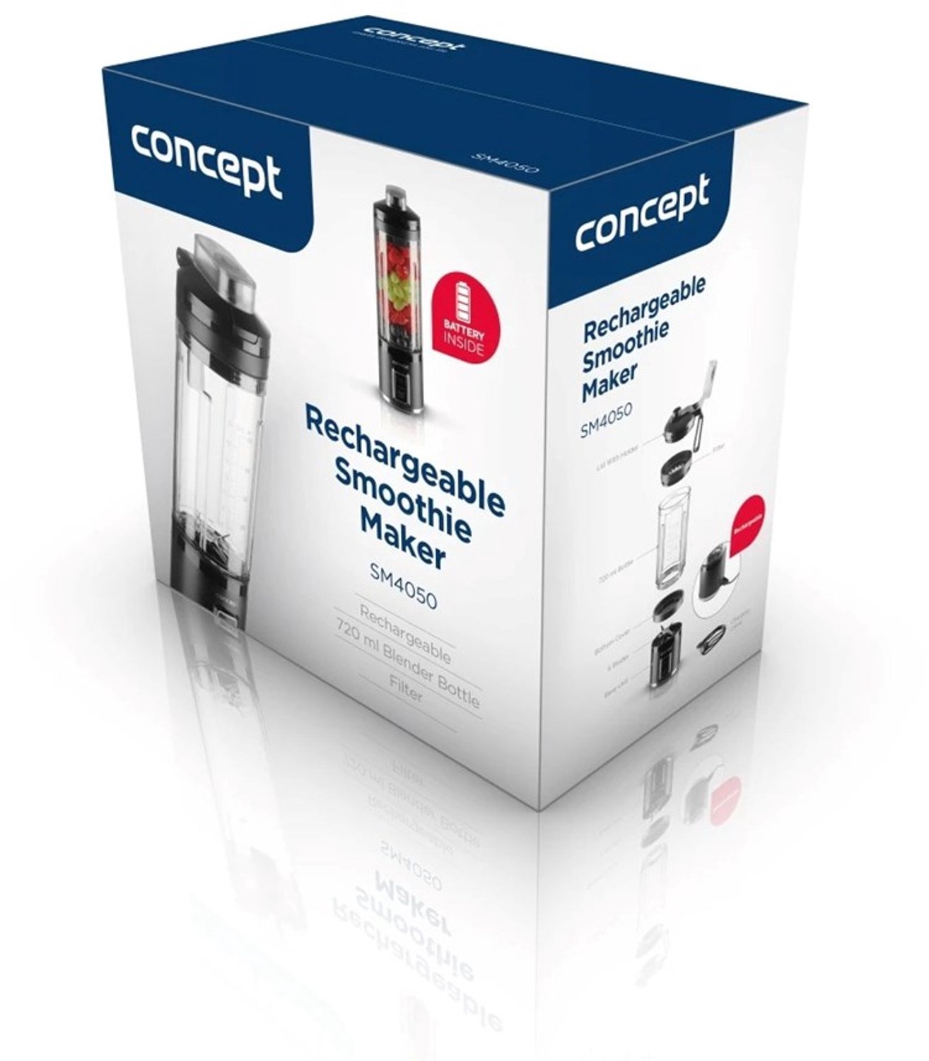 Concept SM4050 Smoothie NutriMaker draadloze blender - 120 W, 2 flessen, zwart