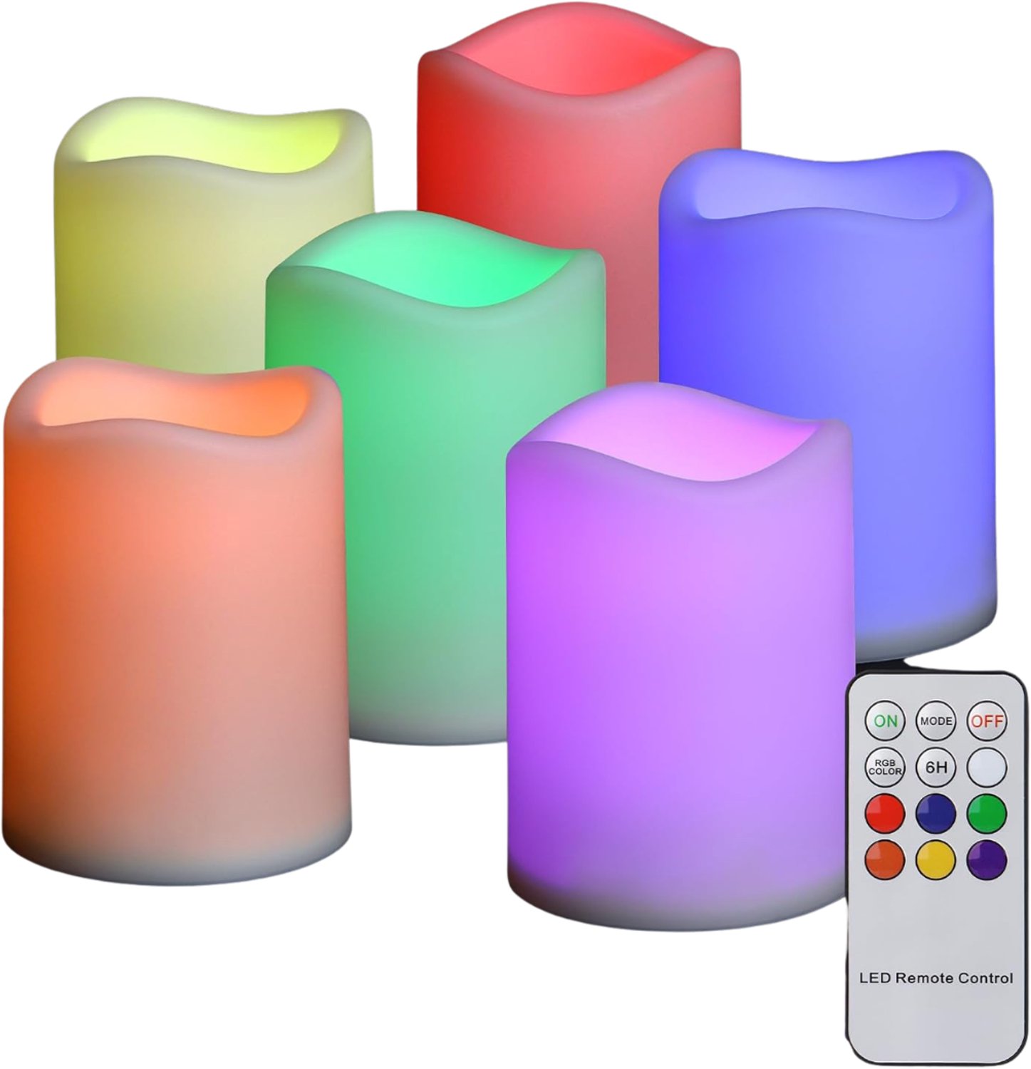 SNJY® LED Kaarsen met Bewegende Vlam - Waxinelichtjes Oplaadbaar - Theelichtjes - Nep Kaarsen - Afstandsbediening - 6 Stuks - Meerkleurig