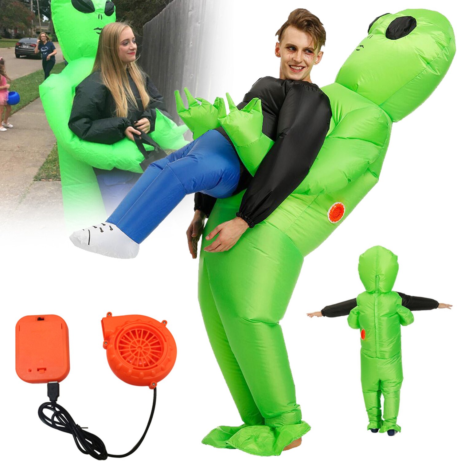 Opblaasbaar Alien-Kostuum Voor Halloween - Opblaasbaar Kostuum Voor Volwassenen - Cosplaykleding - Alien-Draag-Mij-Kostuum